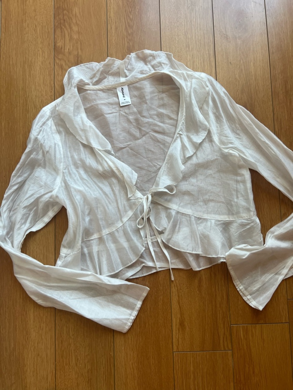 Abound Cream Ruffle Tie-Front Blouse